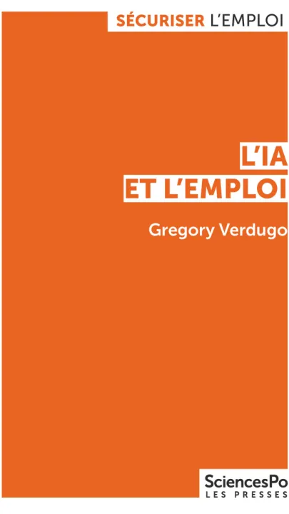 Couverture du livre L'IA et l'emploi, par Gregory Verdugo. Le titre du livre se détache sur un fond uni orange.