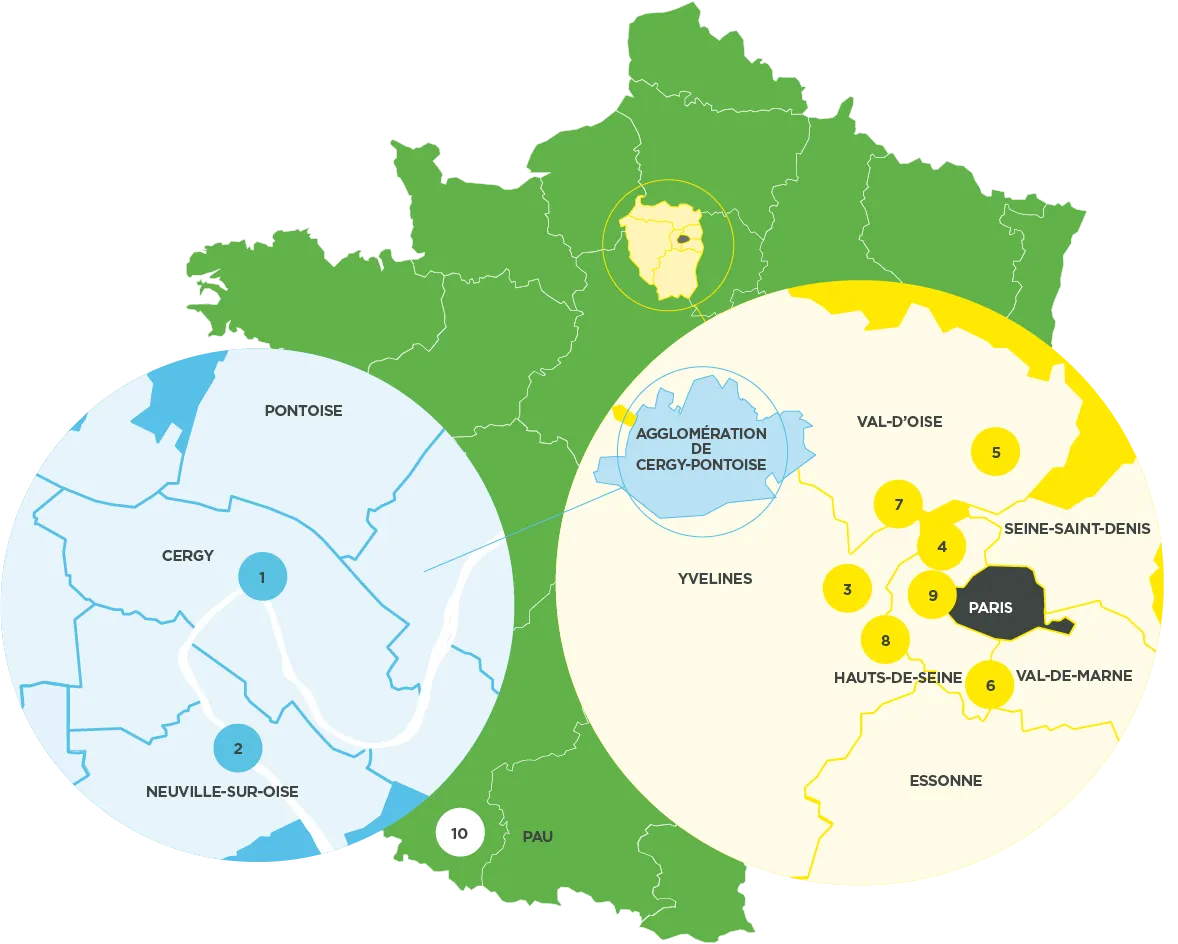 Localisation des campus universitaires sur la carte de France 